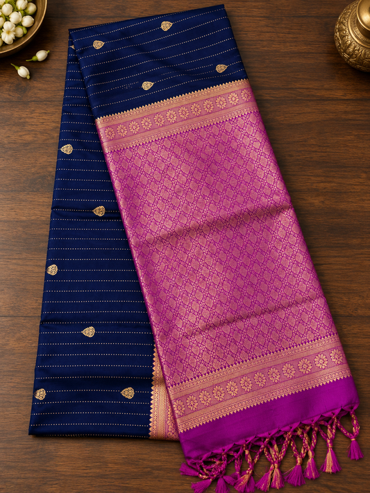 Royal Navy Butter Silk Saree