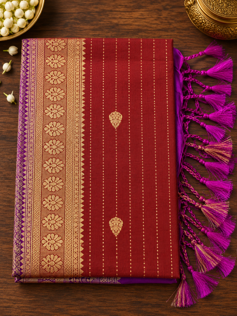Brick Butter Silk Saree