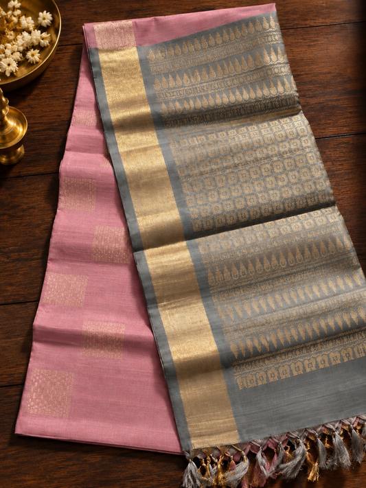 Powder Pink Silk Cotton Saree