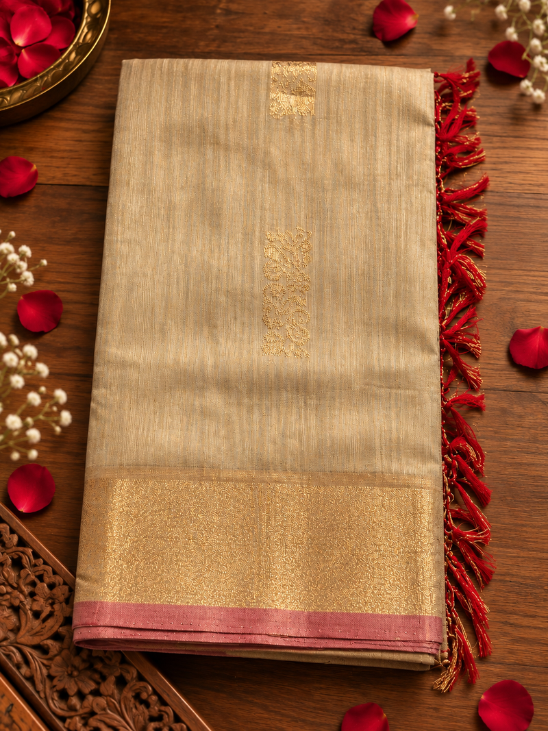 Cream Silk Cotton Saree