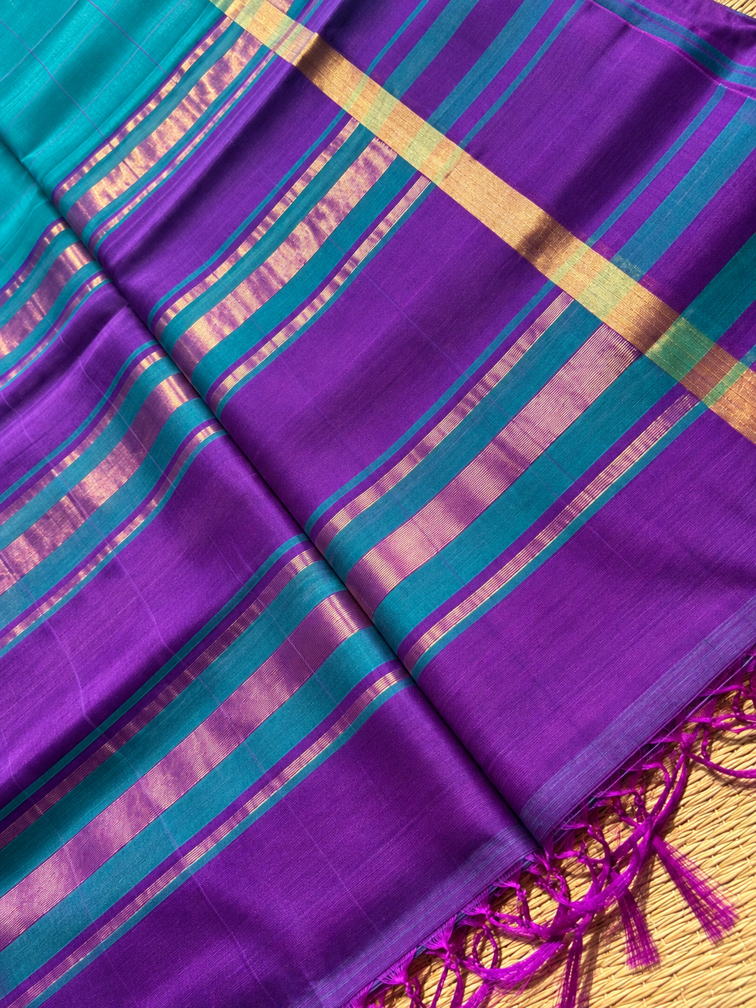 Peacock Blue Silk Cotton Saree