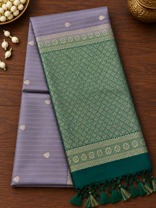 Grey Butter Silk Saree