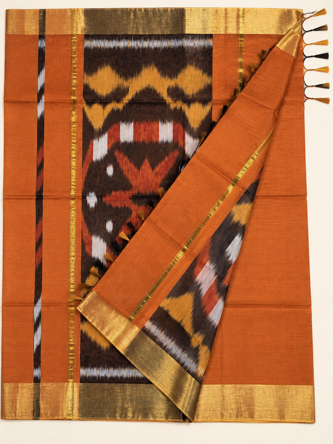 Burnt Orange Pocham Palli Saree