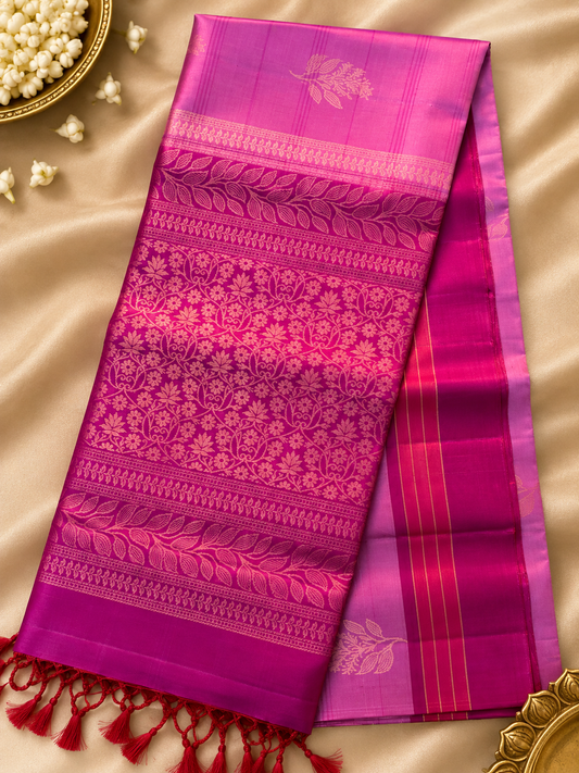Lotus Pink Pure Silk Saree