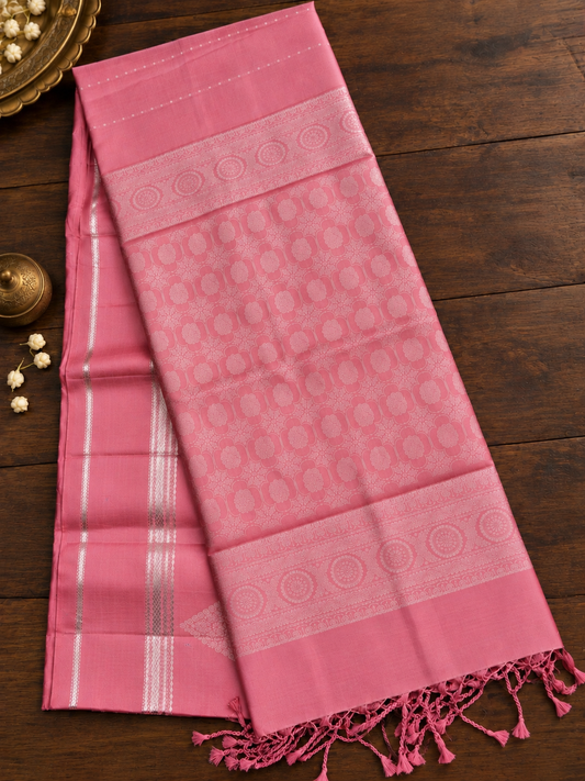 Soft Coral Pure Silk Saree