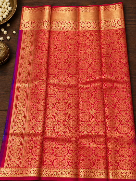 Deep Magenta Butter Silk Saree