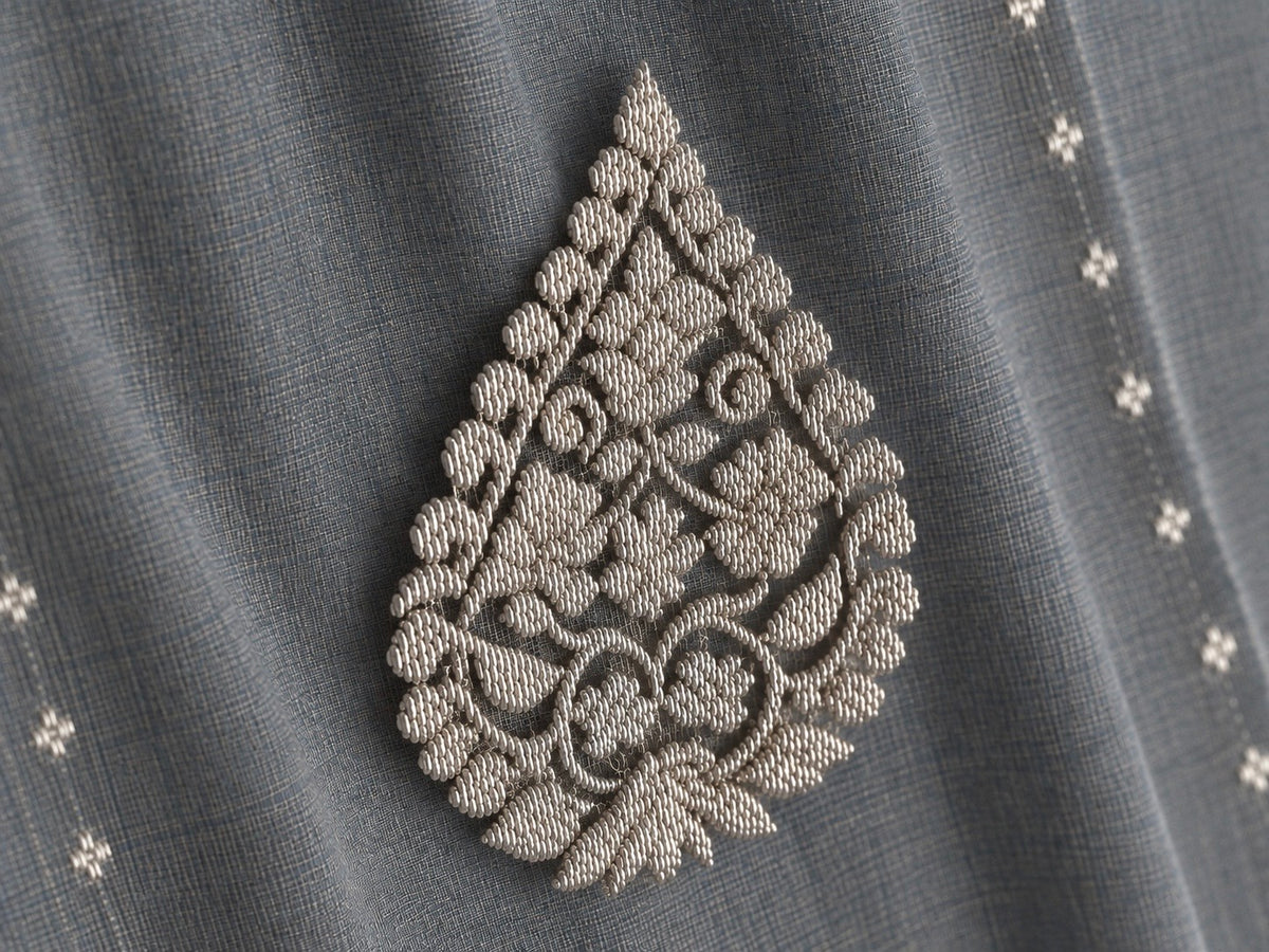 Slate Grey Pure Silk Saree
