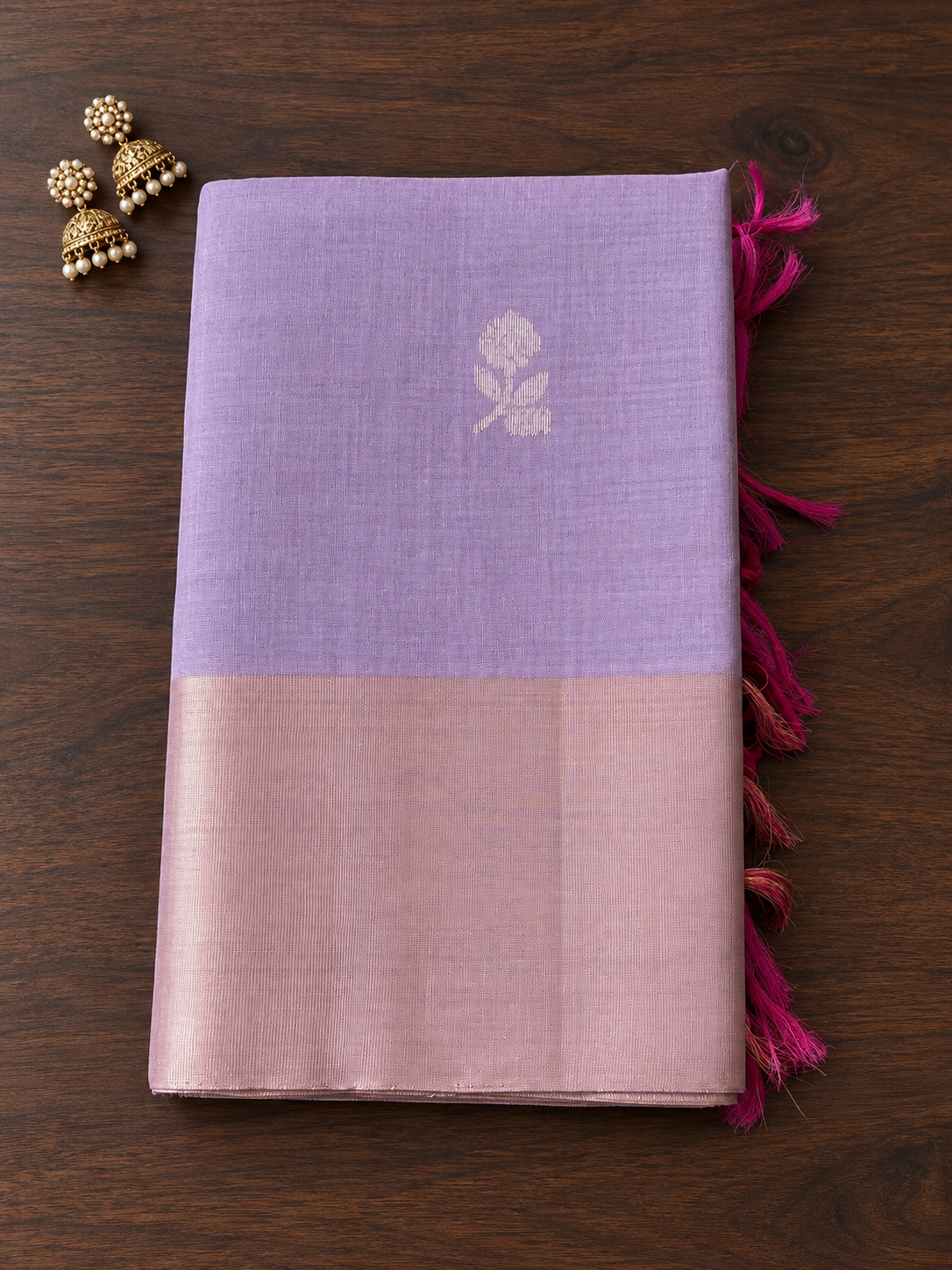 Lavender Rose Silk Cotton Saree