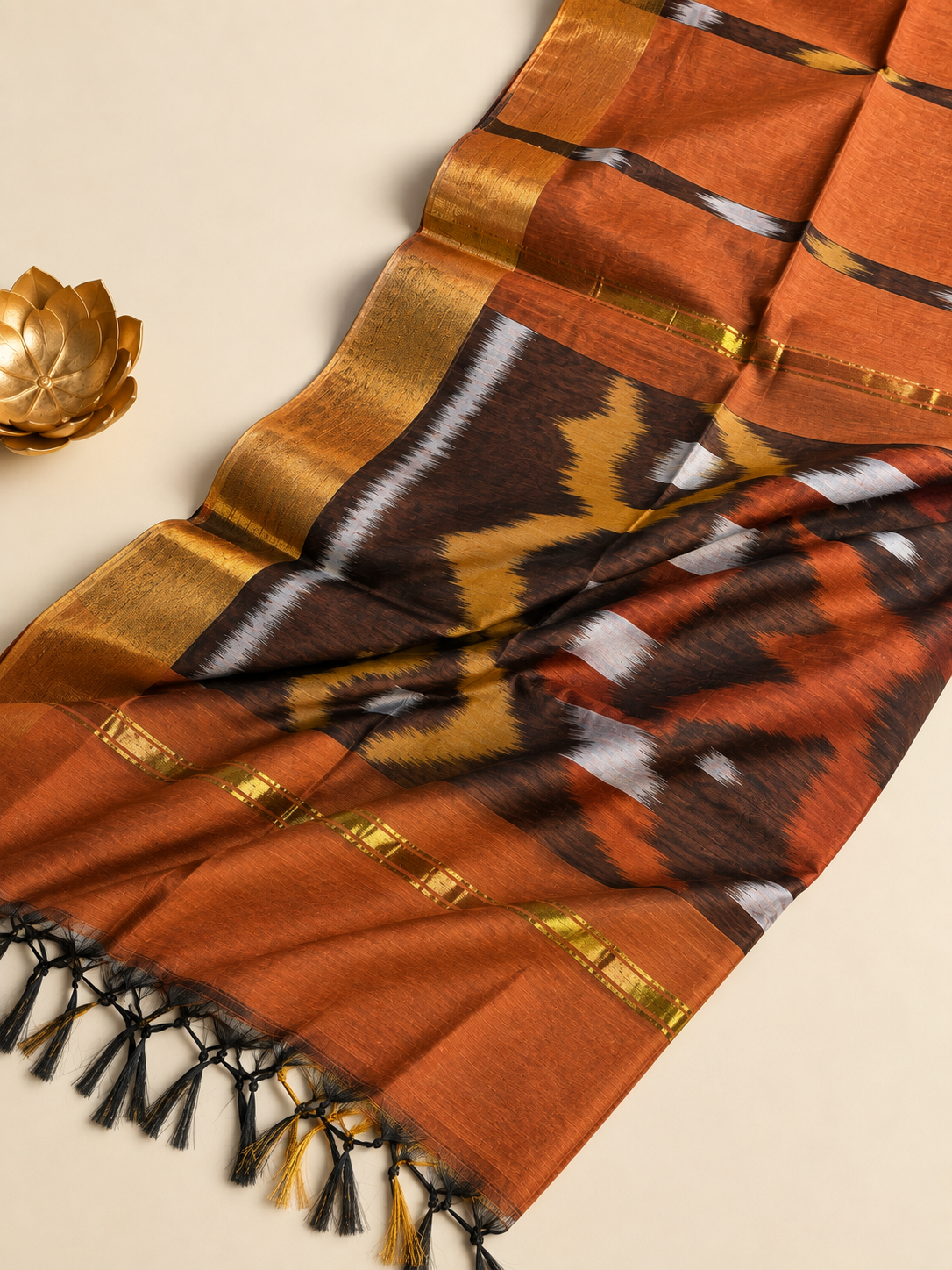 Burnt Orange Pocham Palli Saree