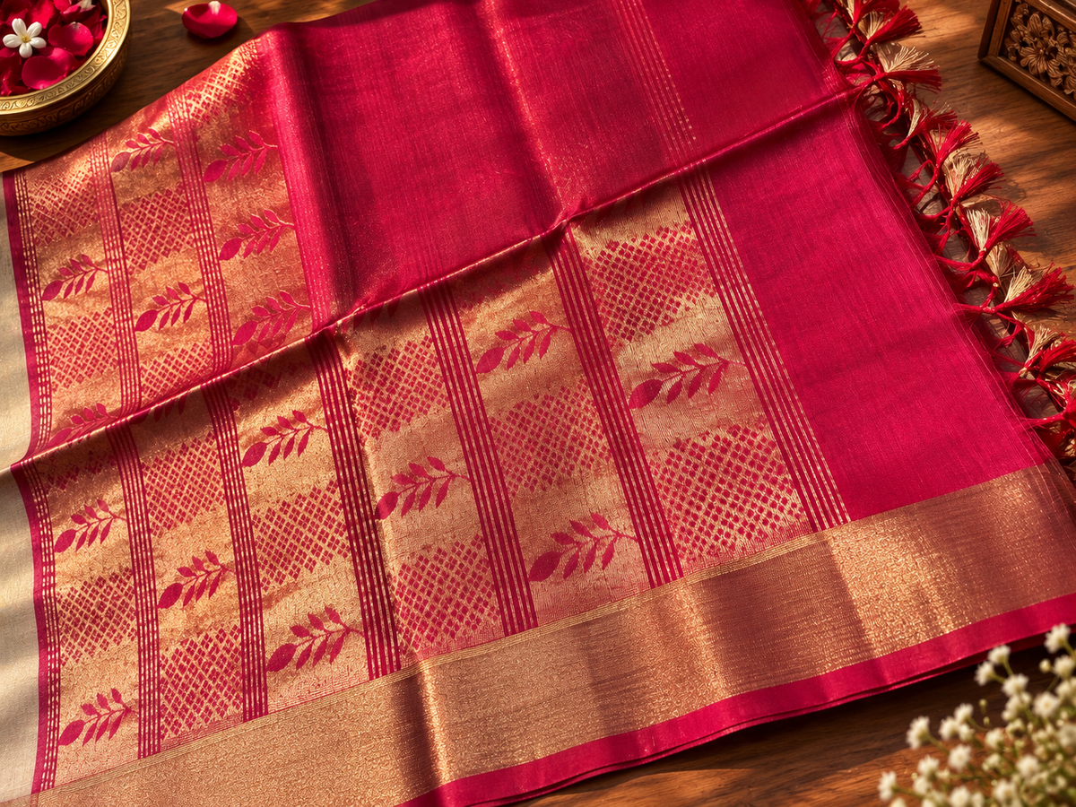 Cream Silk Cotton Saree