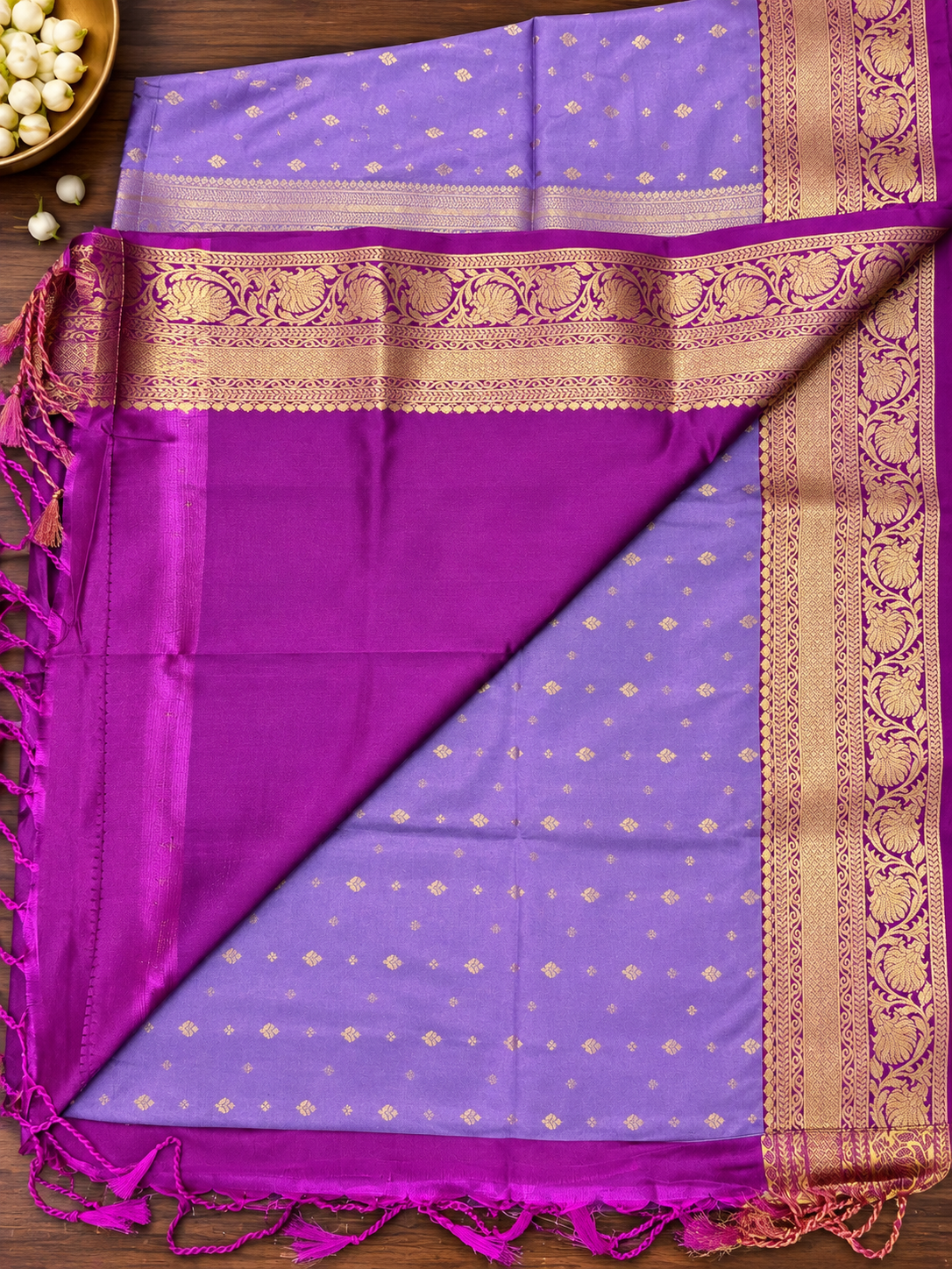 Lavender Butter Silk Saree