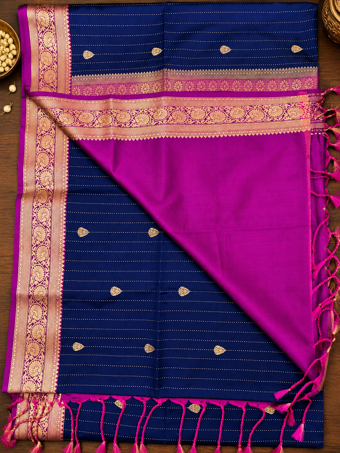 Royal Navy Butter Silk Saree