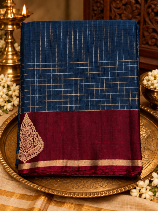 Navy Silk Cotton Saree