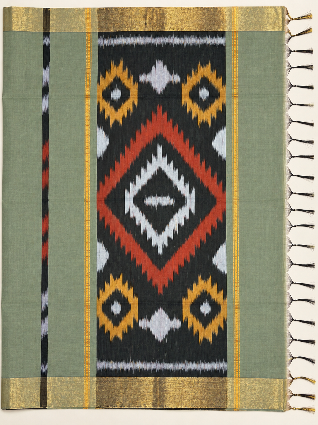Sage Green Pocham Palli Saree