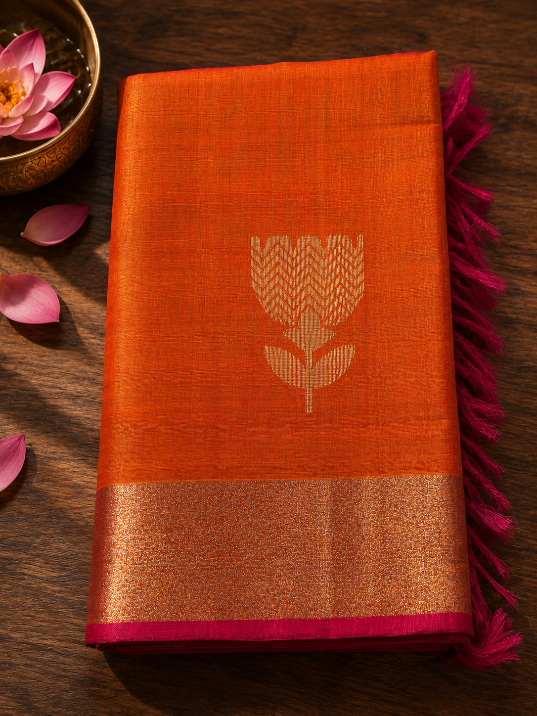 Orange Silk Cotton Saree
