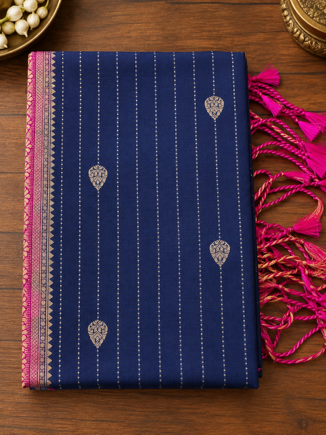 Royal Navy Butter Silk Saree