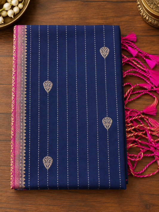 Royal Navy Butter Silk Saree