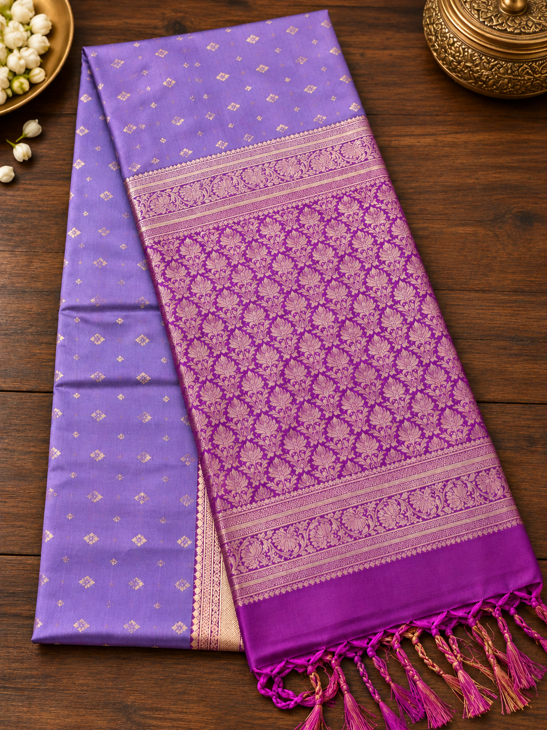 Lavender Butter Silk Saree