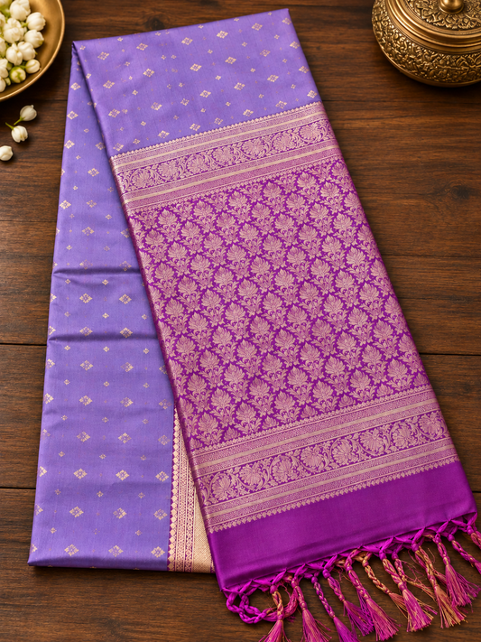 Lavender Butter Silk Saree
