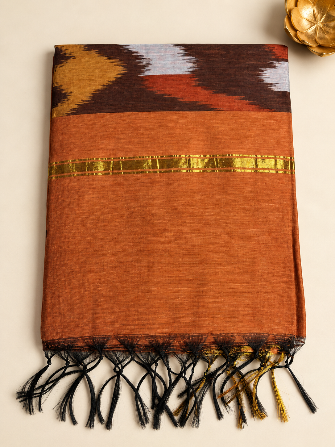 Burnt Orange Pocham Palli Saree