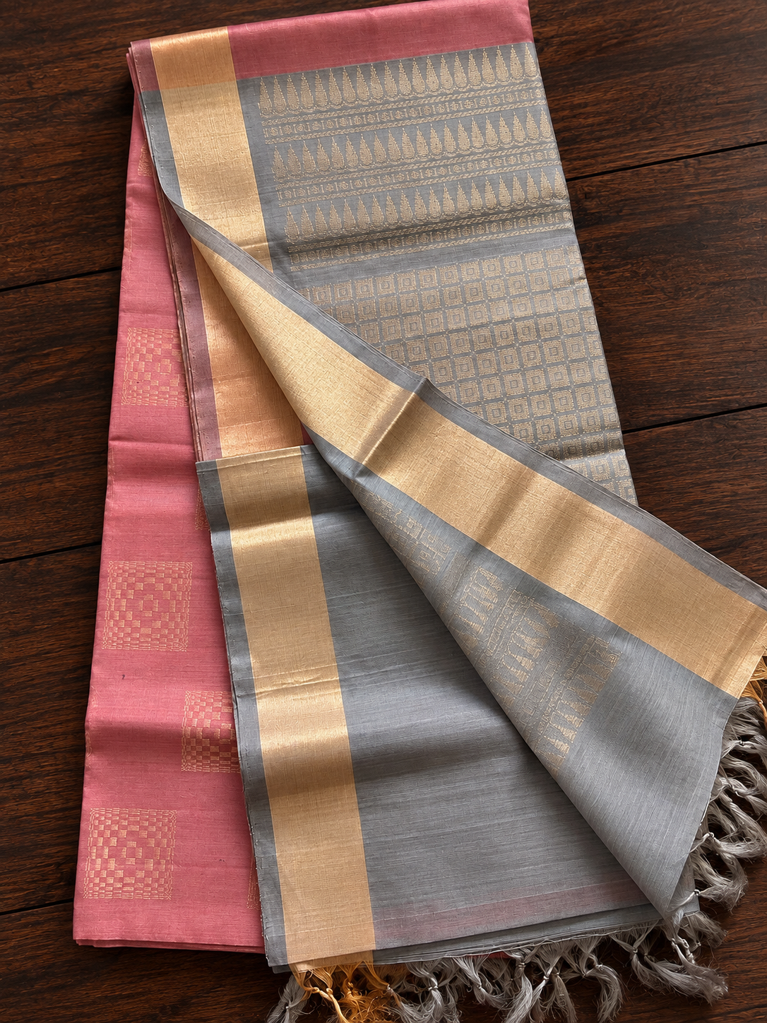Powder Pink Silk Cotton Saree