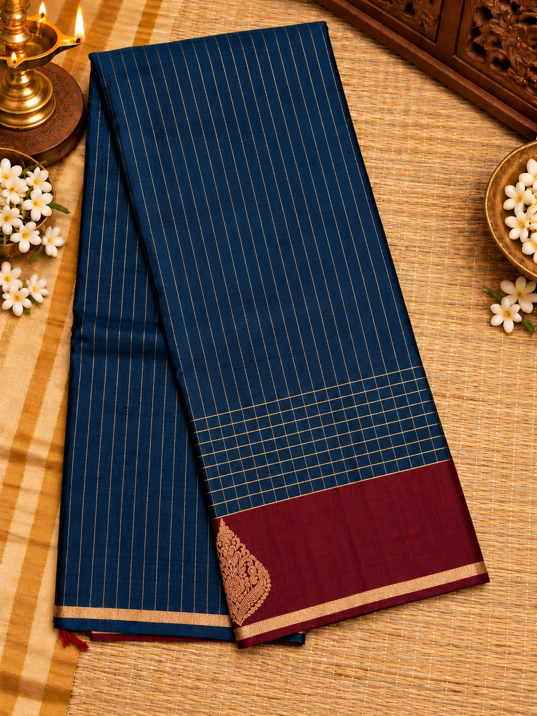 Navy Silk Cotton Saree