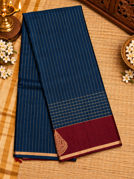 Navy Silk Cotton Saree