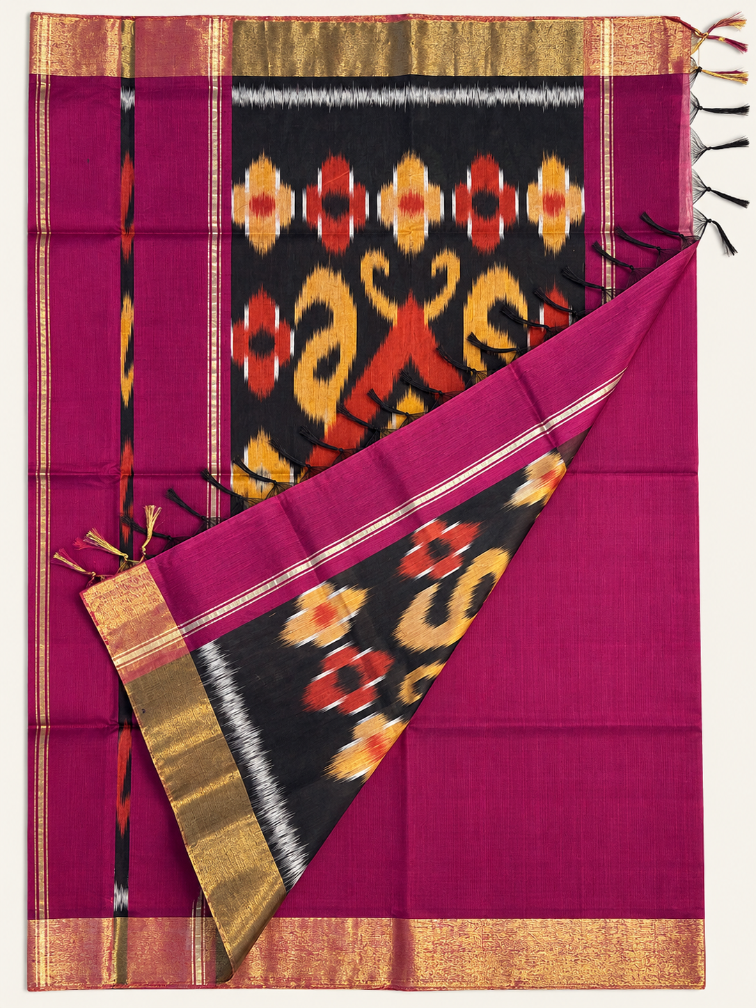Wine Red Pocham Palli Saree
