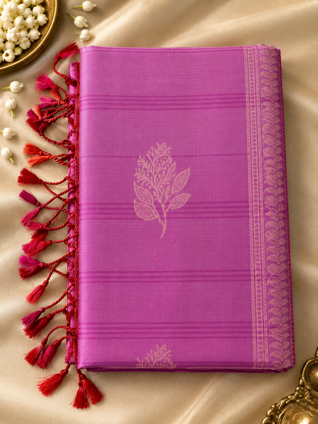 Lotus Pink Pure Silk Saree