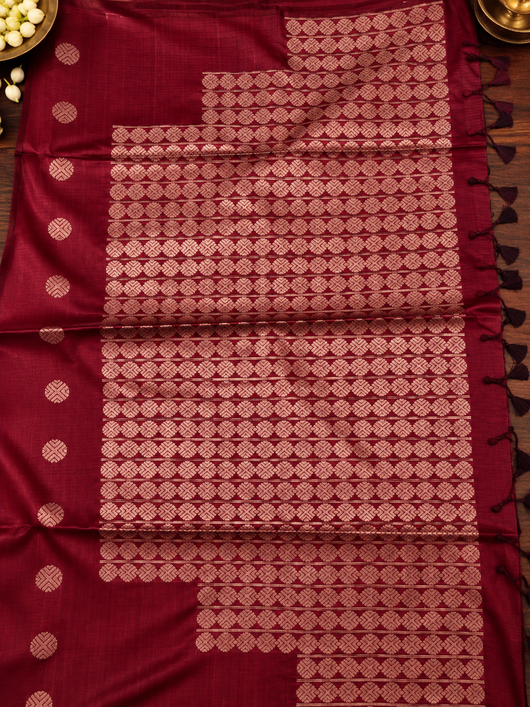 Burgundy Raw Silk Saree