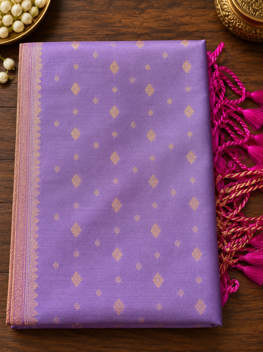 Lavender Butter Silk Saree