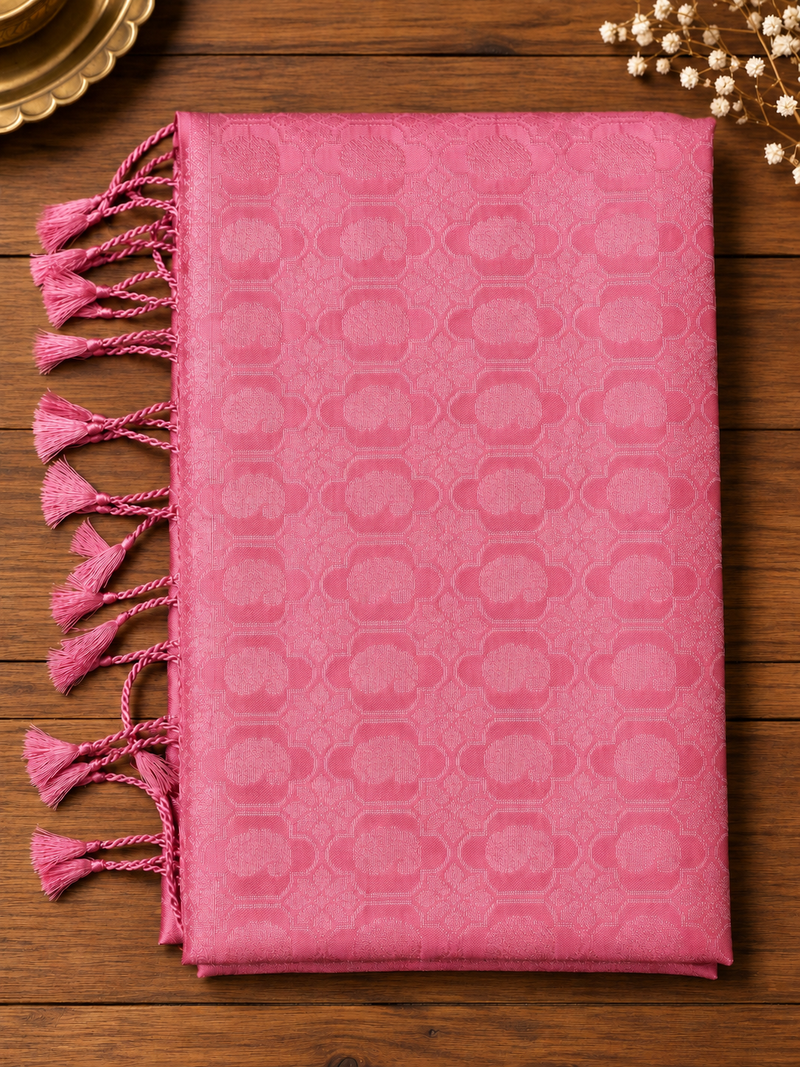 Soft Coral Pure Silk Saree
