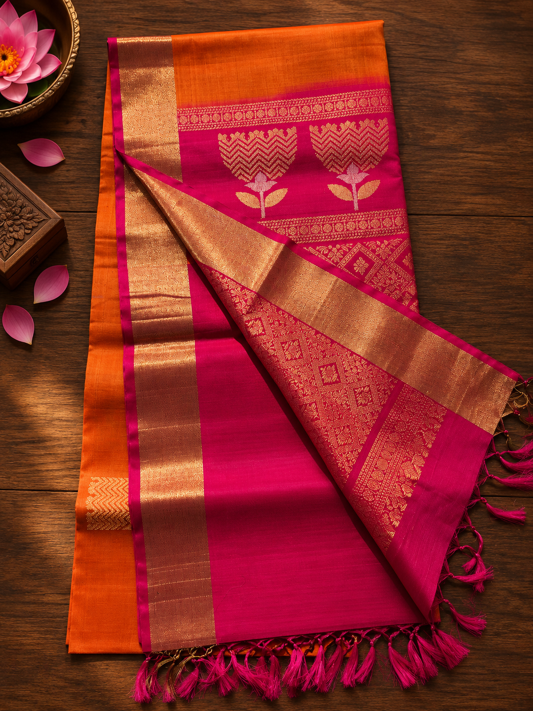 Orange Silk Cotton Saree