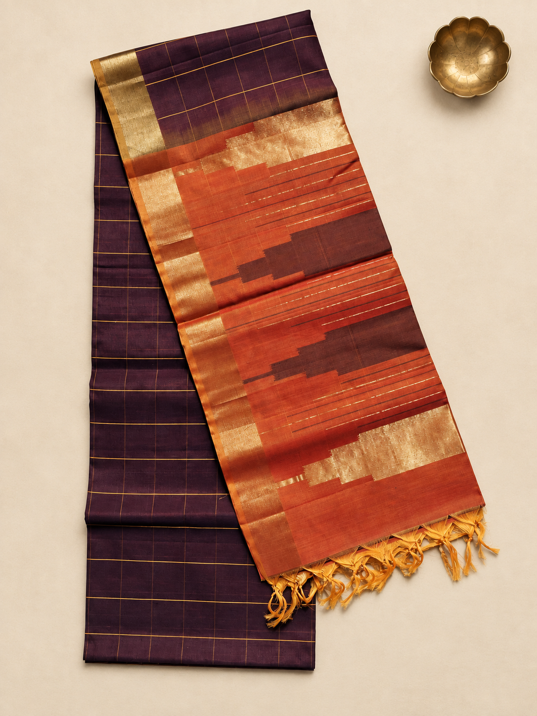Coffee Brown Silk Cotton Saree
