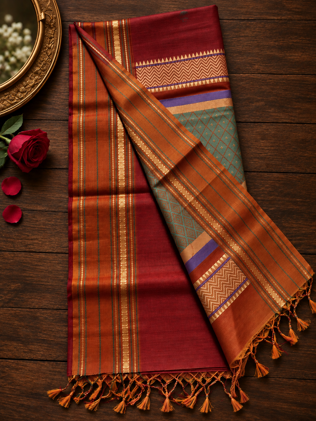 Crimson Silk Cotton Saree