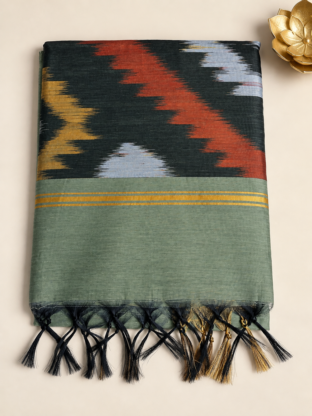 Sage Green Pocham Palli Saree