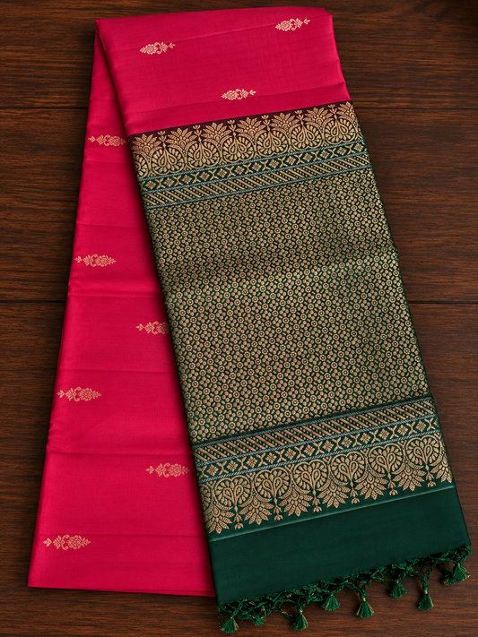 Cherry Emerald Pure Silk Saree
