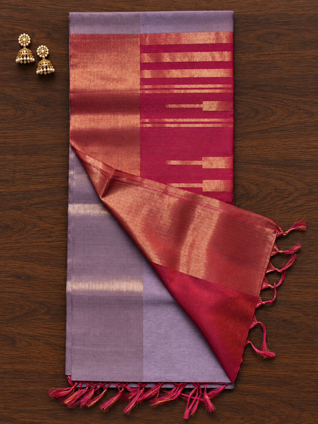 Lavender Rose Silk Cotton Saree