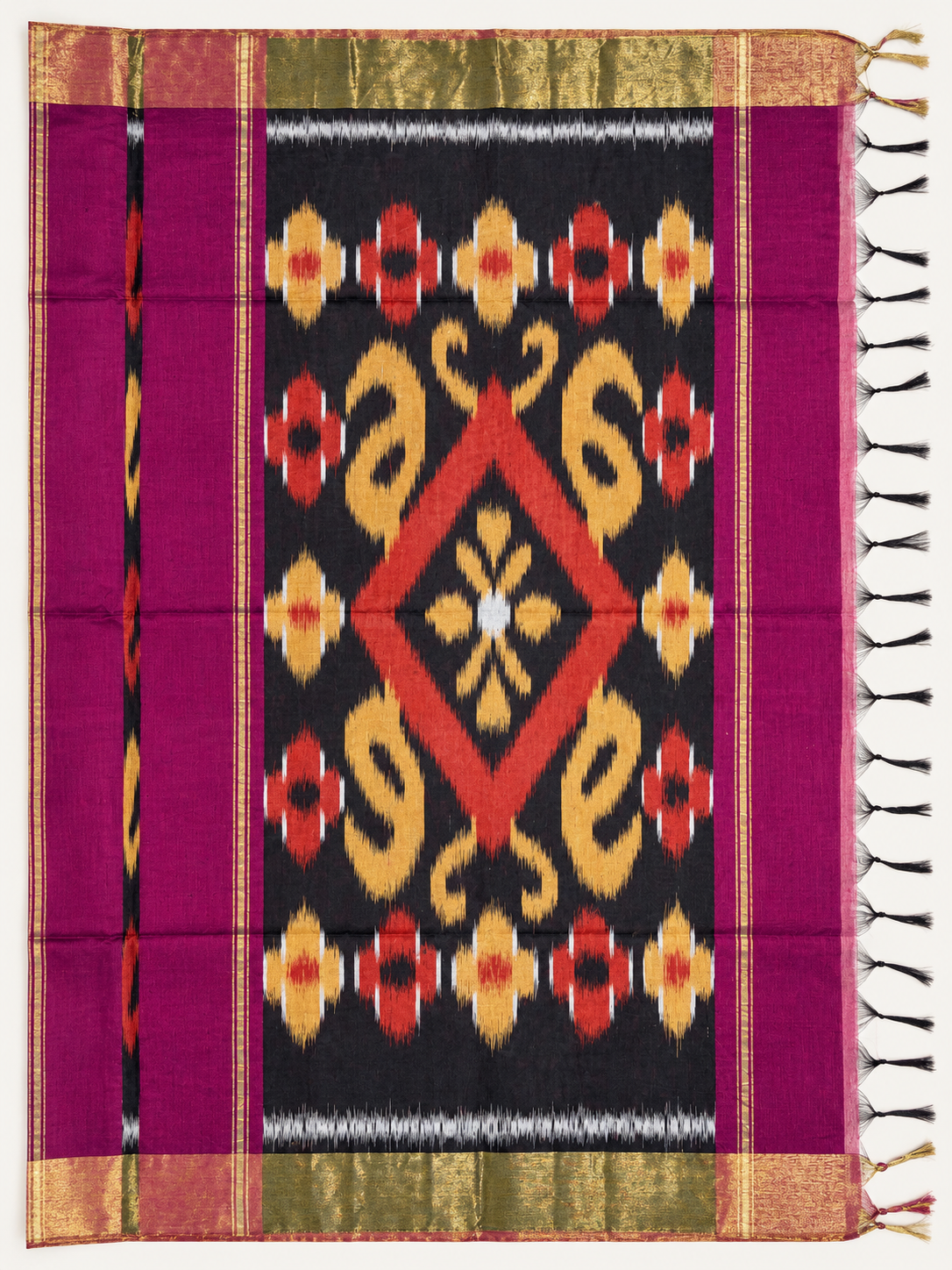 Wine Red Pocham Palli Saree