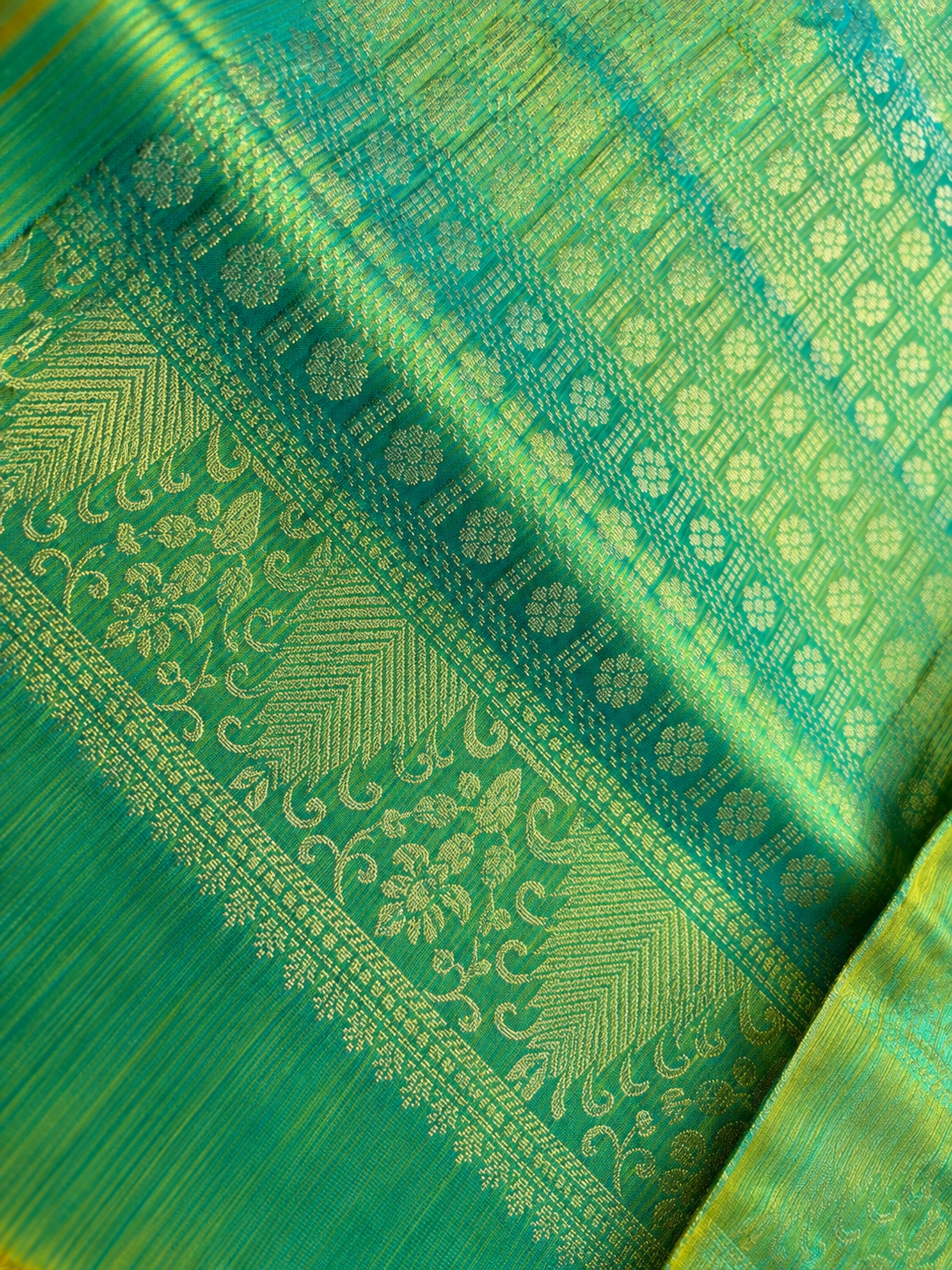 Chili Red & Green Pure Silk Saree
