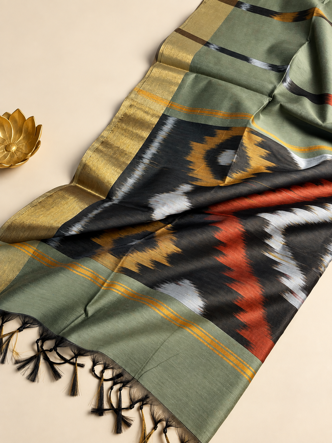 Sage Green Pocham Palli Saree