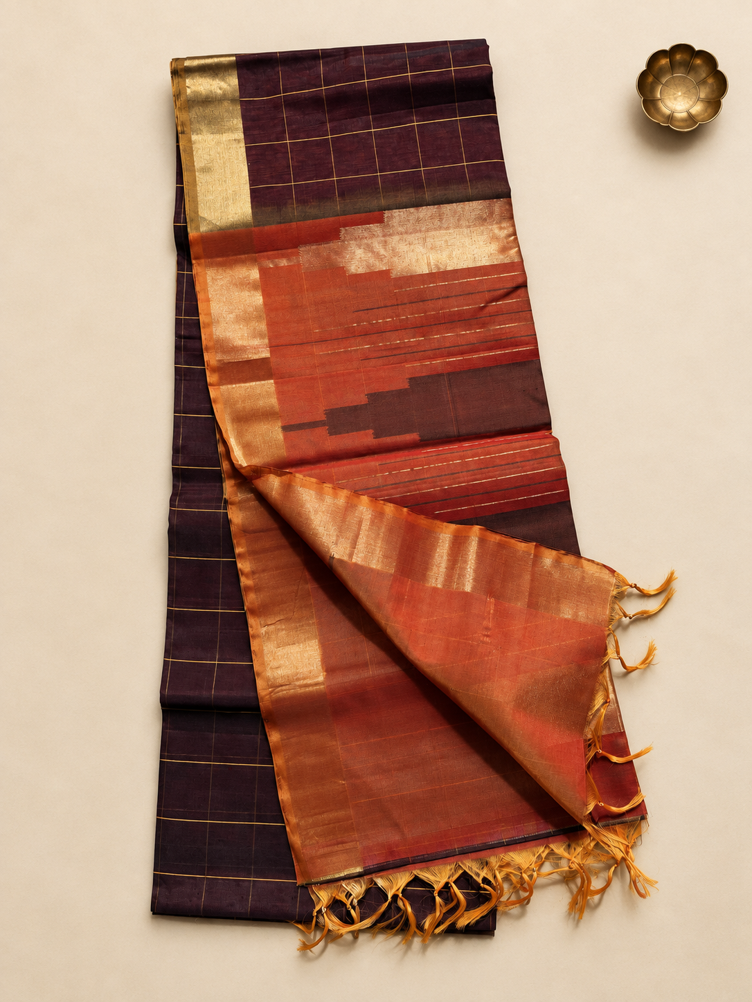 Coffee Brown Silk Cotton Saree