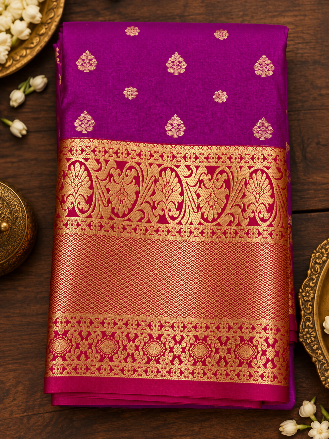 Deep Magenta Butter Silk Saree