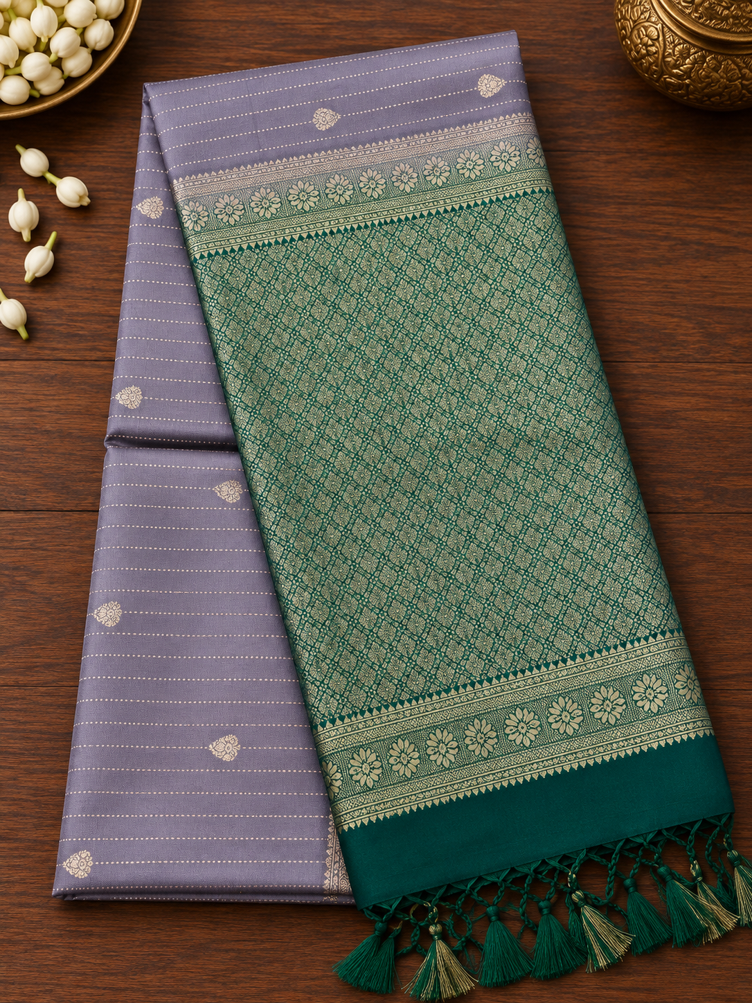 Grey Butter Silk Saree