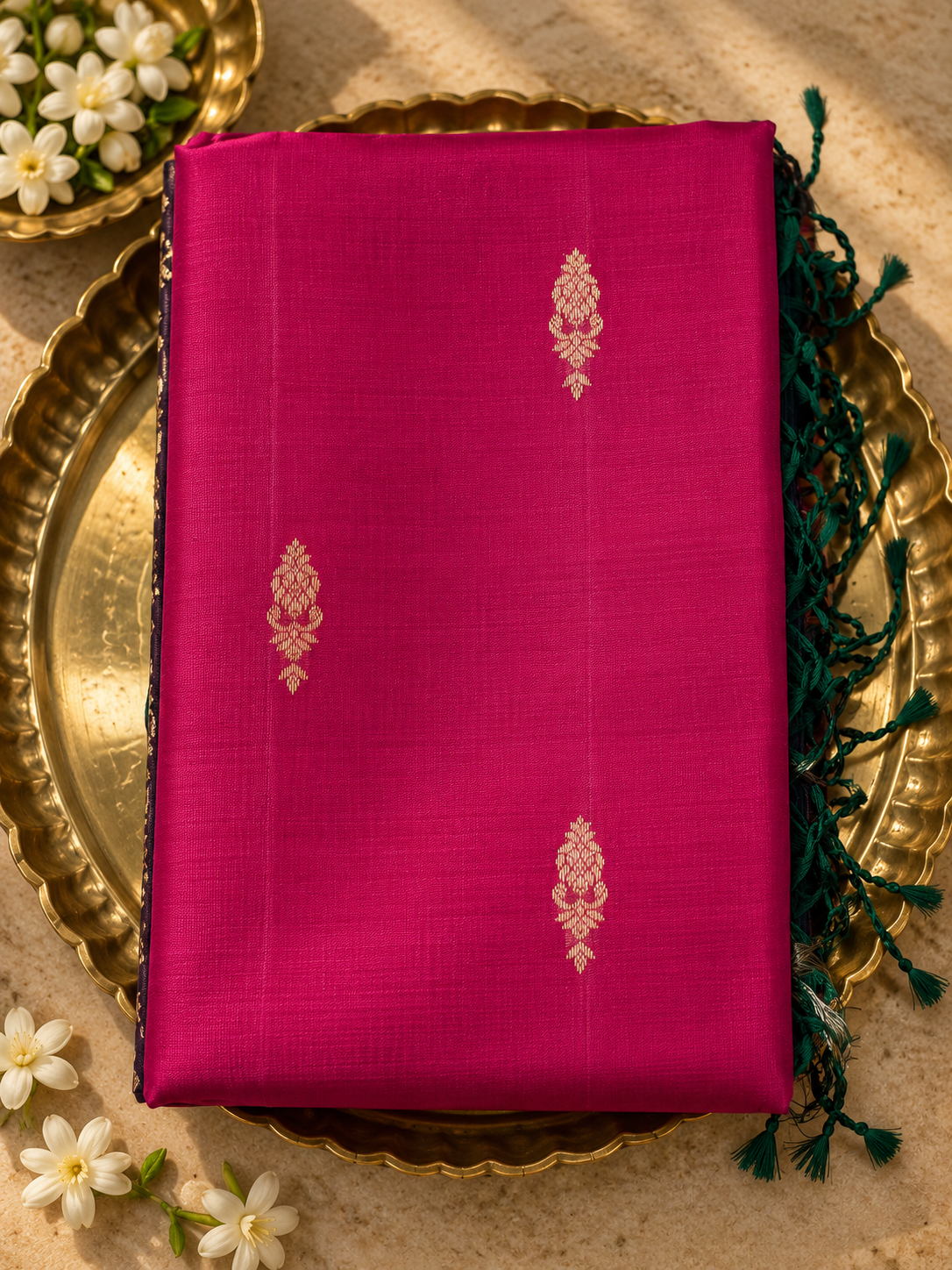 Cherry Emerald Pure Silk Saree