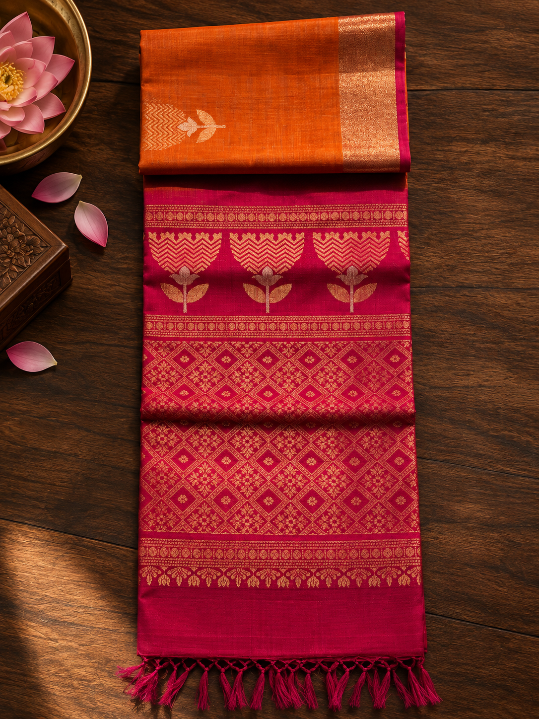 Orange Silk Cotton Saree