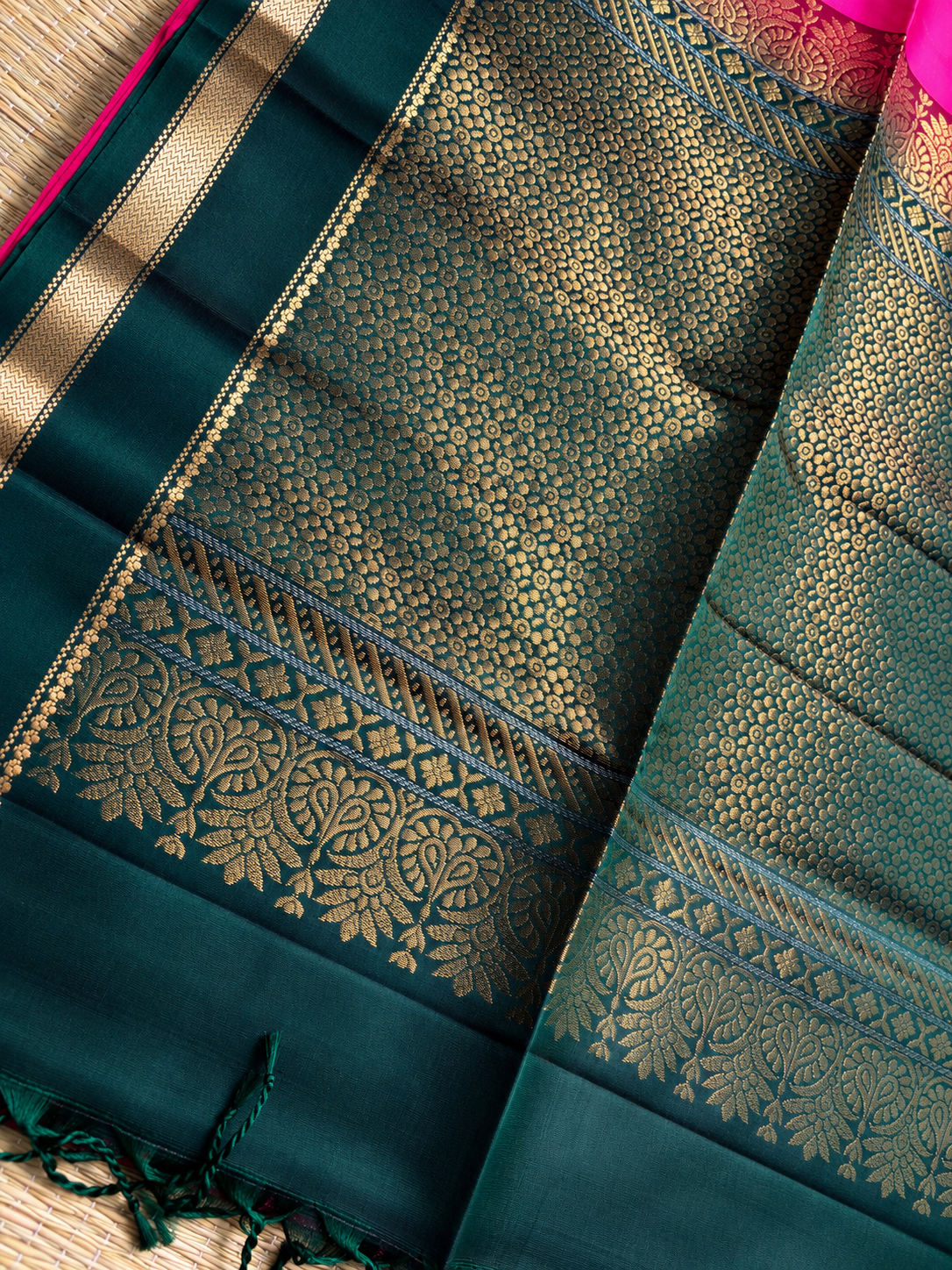 Cherry Emerald Pure Silk Saree