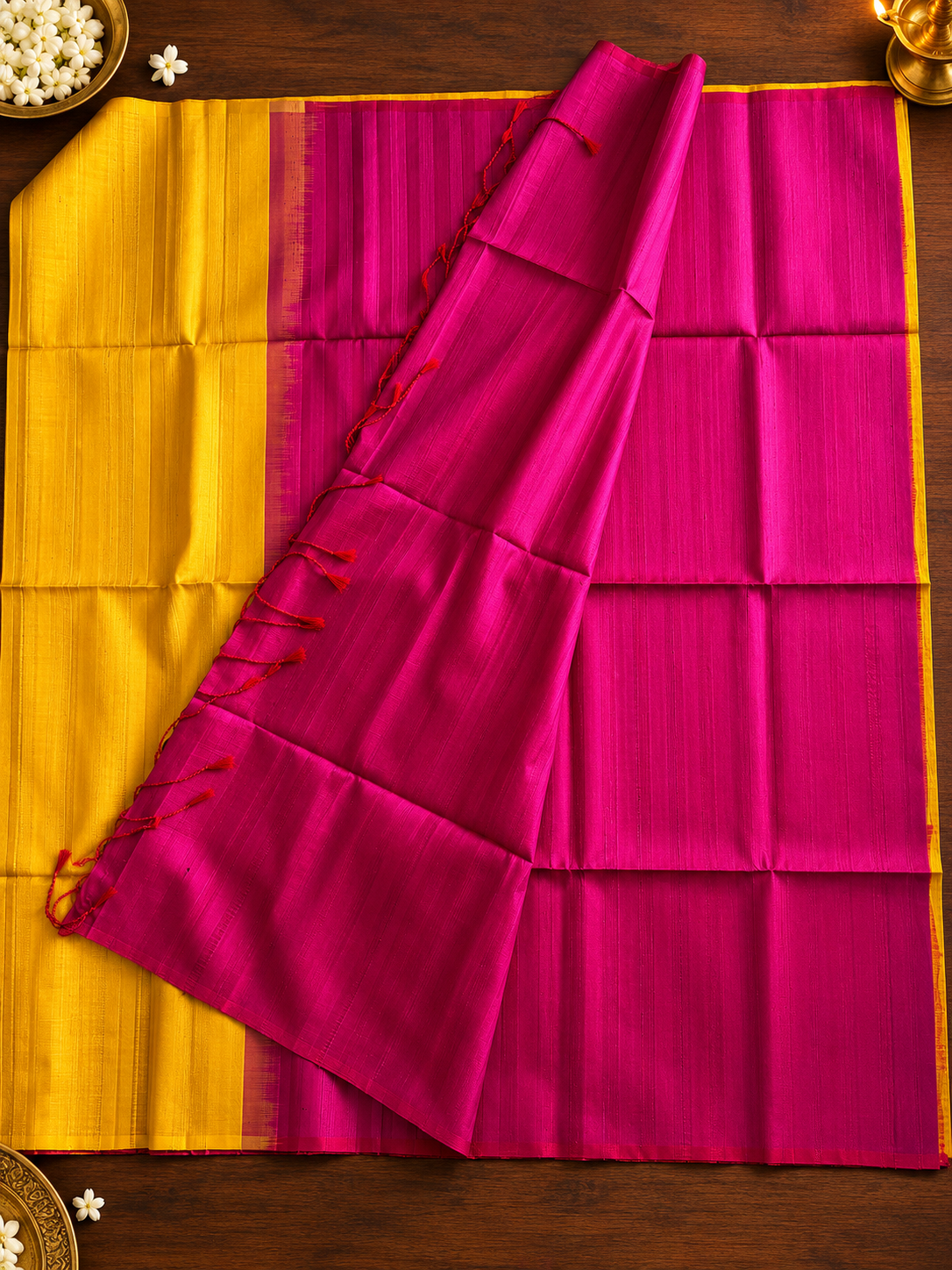 Golden Blush Raw Silk Saree
