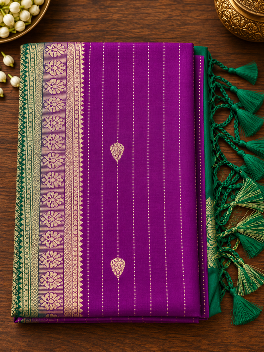 Magenta Butter Silk Saree