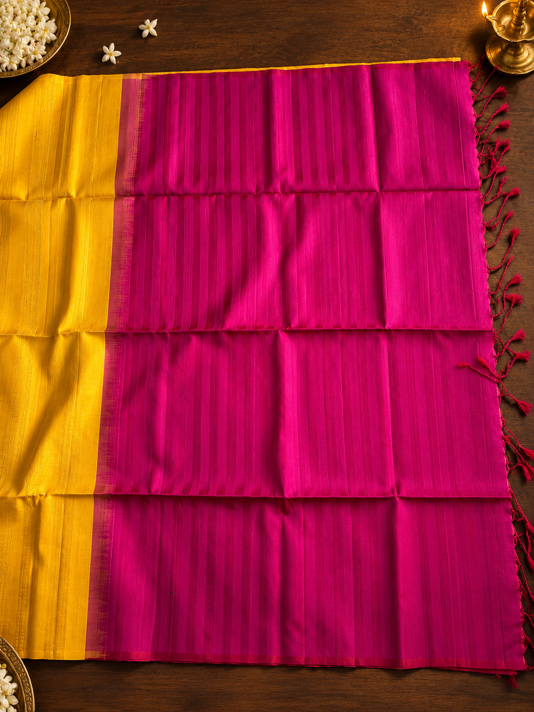 Golden Blush Raw Silk Saree